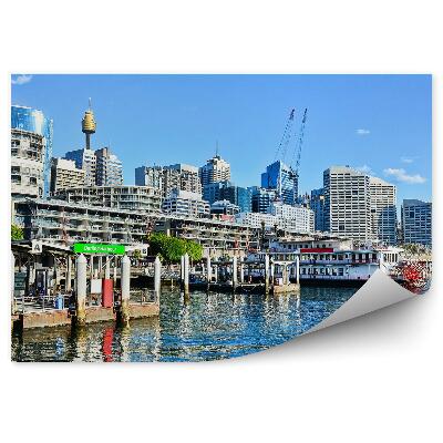 Papier peint Gratte-ciel Bateaux Océan Nuages de ciel Sydney