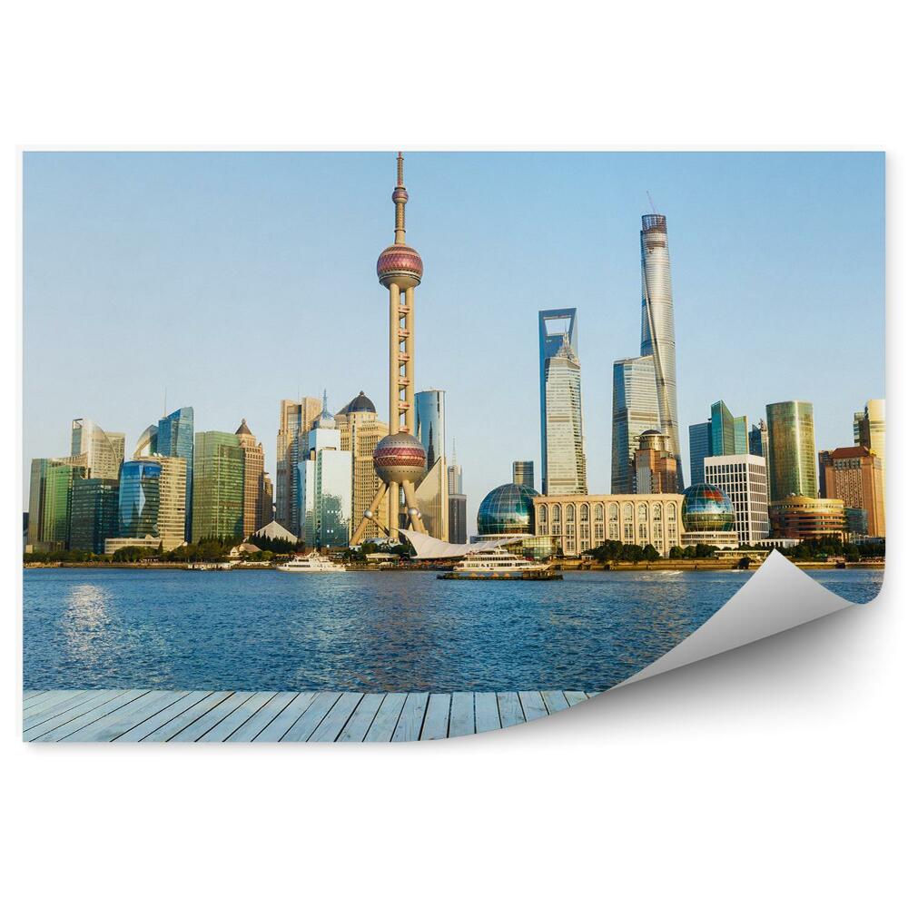 Papier peint Gratte-Ciel De Shanghai Vue Sur L'océan Plate-Forme Nuages De Ciel