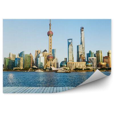 Papier peint Gratte-Ciel De Shanghai Vue Sur L'océan Plate-Forme Nuages De Ciel