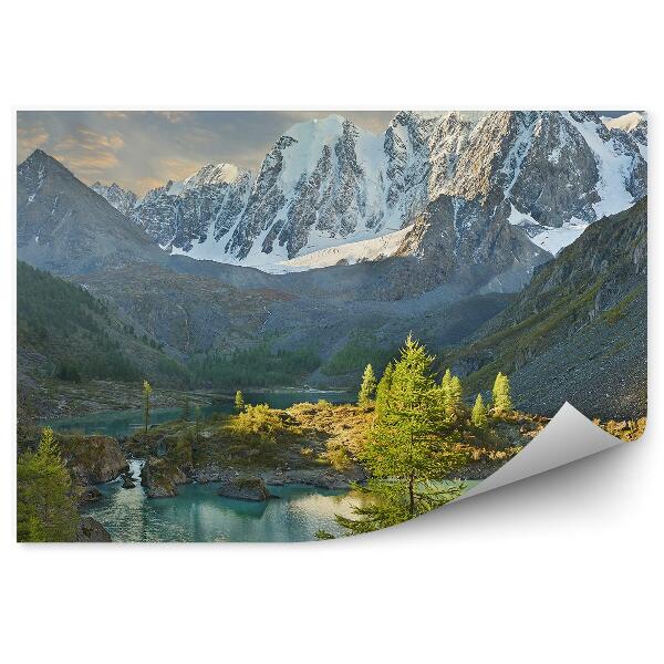 Papier peint Montagnes Sommet Lac Arbres Rochers Nature Ciel Nuages Altai