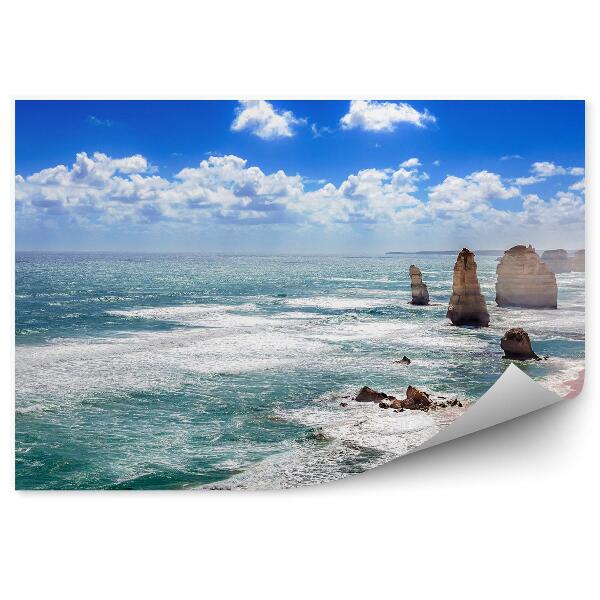 Papier peint Douze Apôtres Plage Océanique Australie Vagues Ciel Nuages