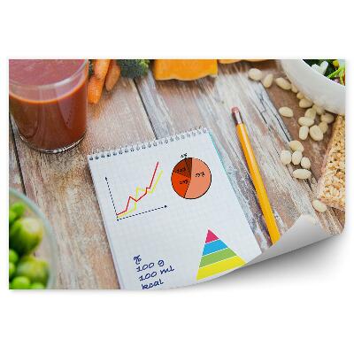 Tapisserie panoramique Bloc-notes d'un bar à jus de légumes mûrs