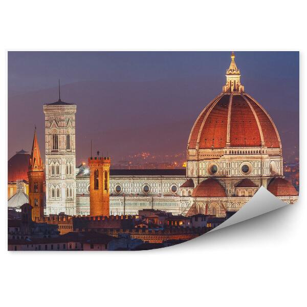 Papier peint Cathédrale Santa Maria Del Fiore Bâtiments Florence Giotto Clocher Coucher de soleil