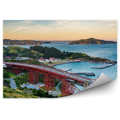 Papier peint Harbour Bridge Montagnes Plantes Coucher de soleil Voitures