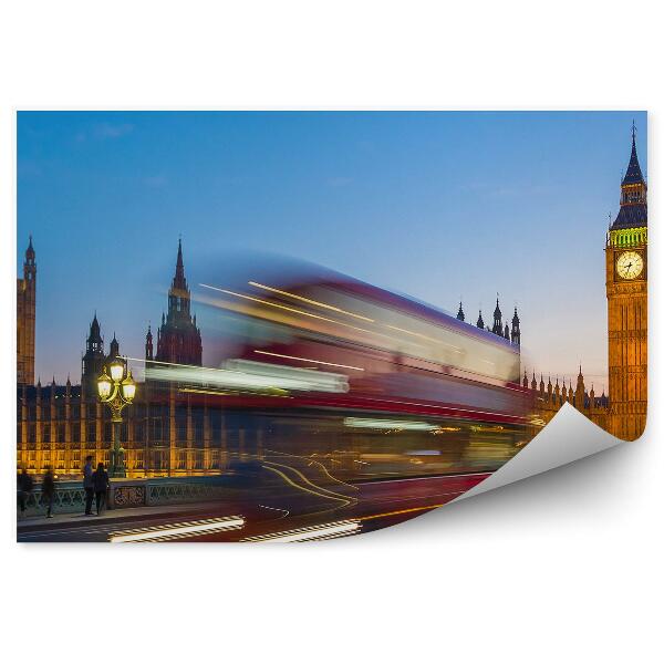 Papier peint Voitures bus feux de circulation big ben londres