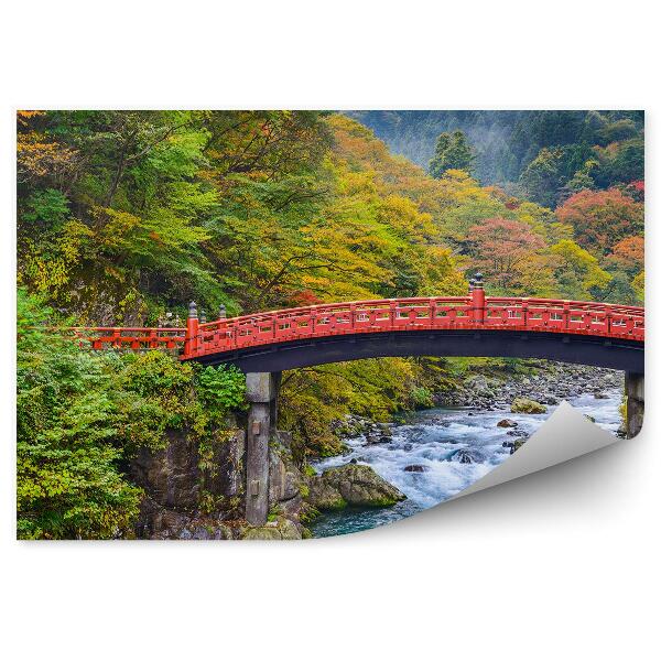 Papier peint Pont Daiwa Japon Rivière Ciel Nuages Arbres Plantes Nature