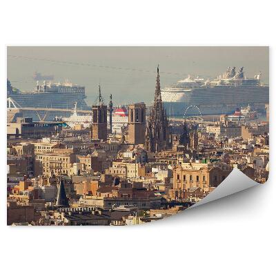 Papier peint Gratte-Ciel Bâtiments Bateaux Bateaux De Croisière Barcelone