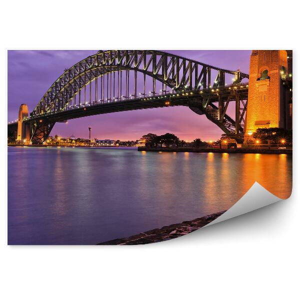 Papier peint Pont de Sydney rivière lumière violette