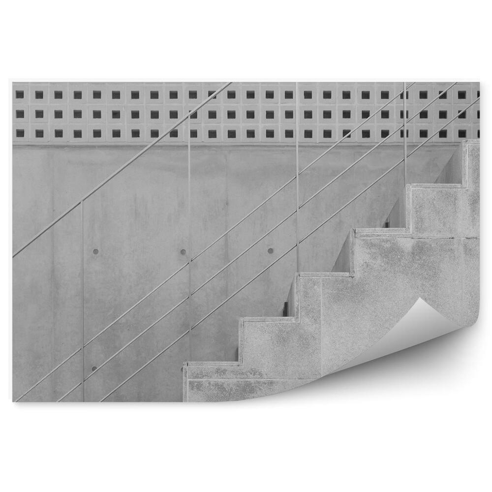 Papier peint Escalier en béton et mur en ciment dans un bâtiment moderne