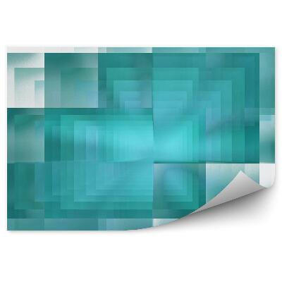 Papier peint Motif abstrait de carrés bleus sur fond blanc