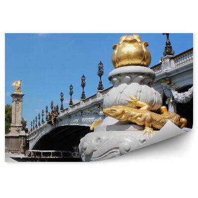 Papier peint Alexander Iii Bridge Paris Sky River Seine Boats People Lizard