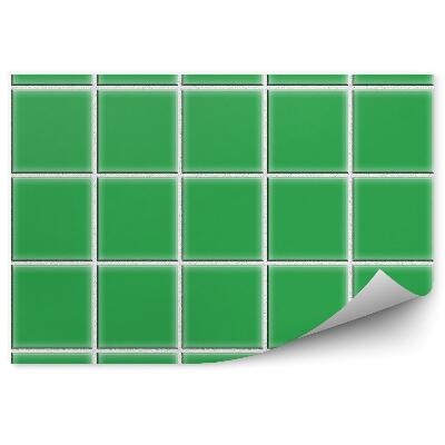 Papier peint Carreaux verts en damier cube fond blanc