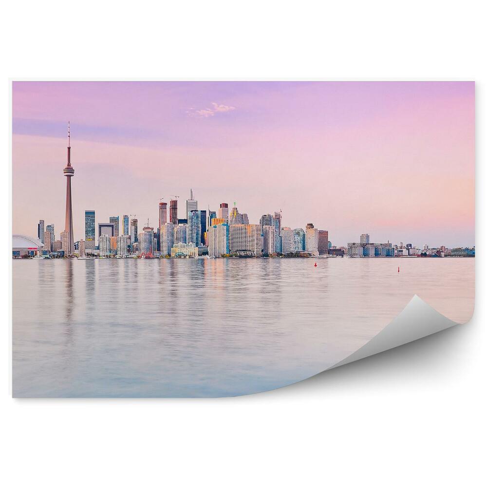 Papier peint Panorama Toronto Californie Tour De Télévision Gratte-Ciel Océan Ciel Coucher De Soleil
