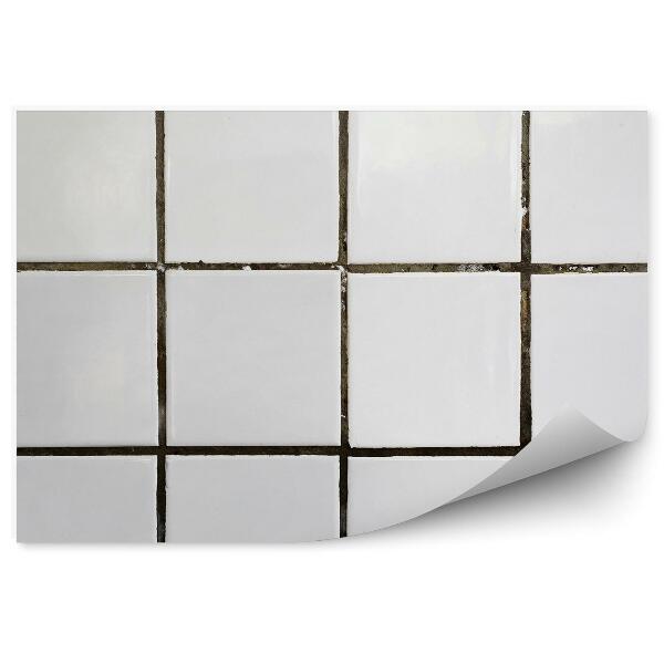 Papier peint Carreaux blancs grunge motif béton cube grille