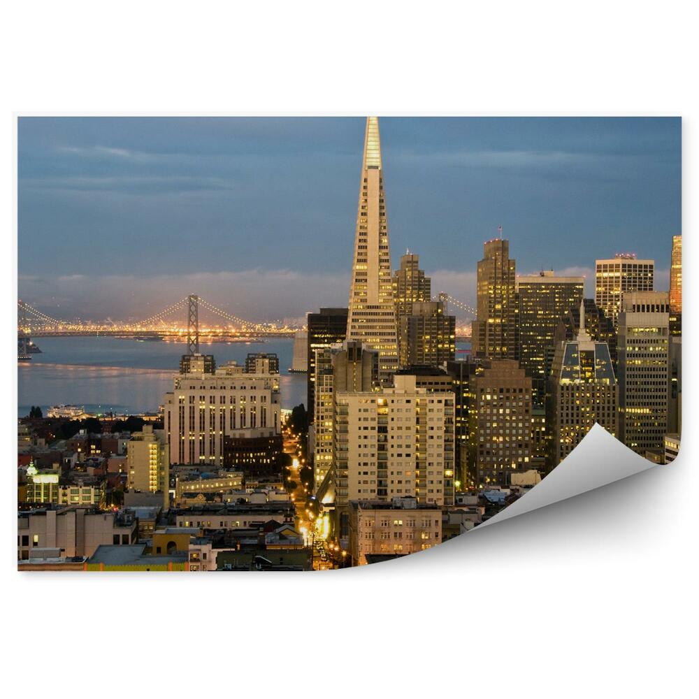Papier peint San Francisco Financial District Californie Nuit de lumière