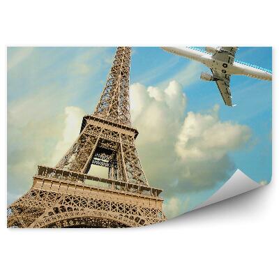 Papier peint Avion survolant la tour eiffel