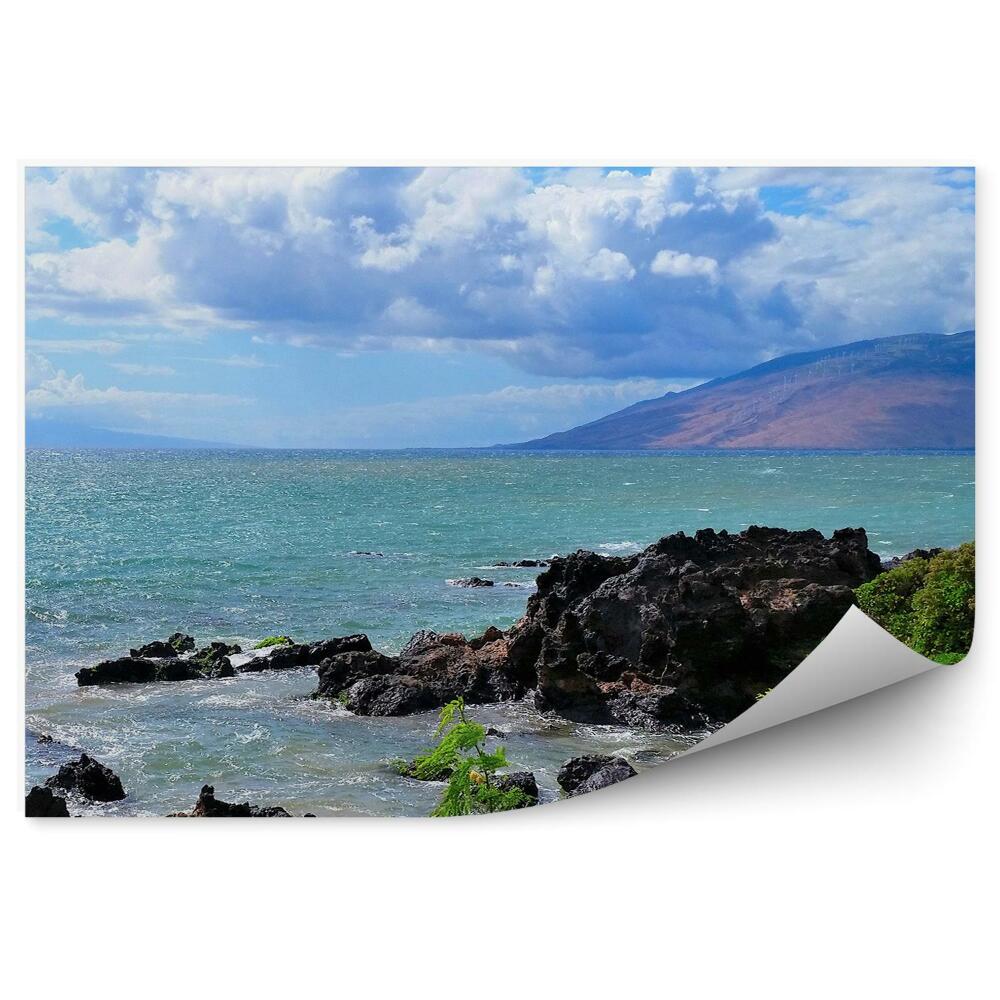 Papier peint Jungle Rochers Océan Montagnes Ciel Nuages Hawaii