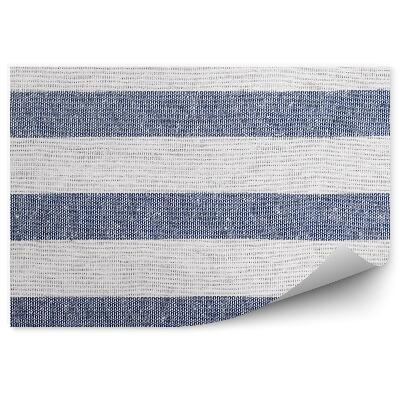 Papier peint Motif tissu blanc bleu marine à rayures horizontales