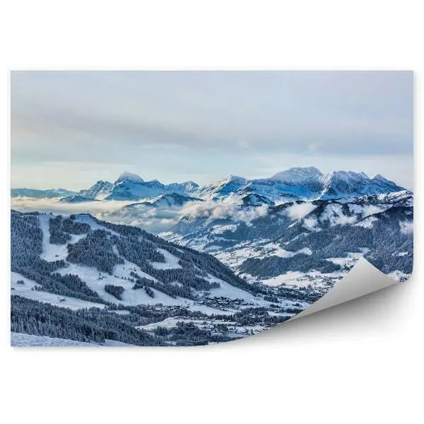 Papier peint panoramique Paysage de montagne en hiver