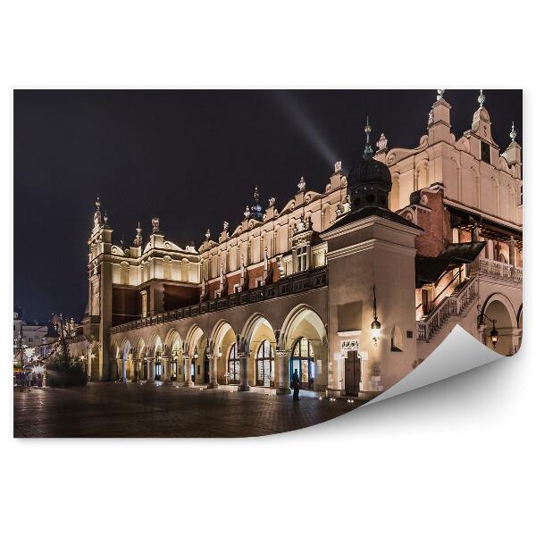 Papier peint Halle aux draps Place du marché de Cracovie Nuit de lumière Bâtiments