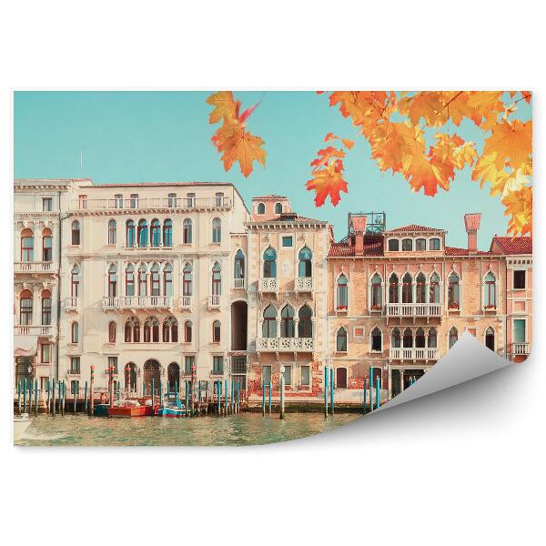 Papier peint Vieilles maisons Venise Canal Grande Maple Leafs Italie