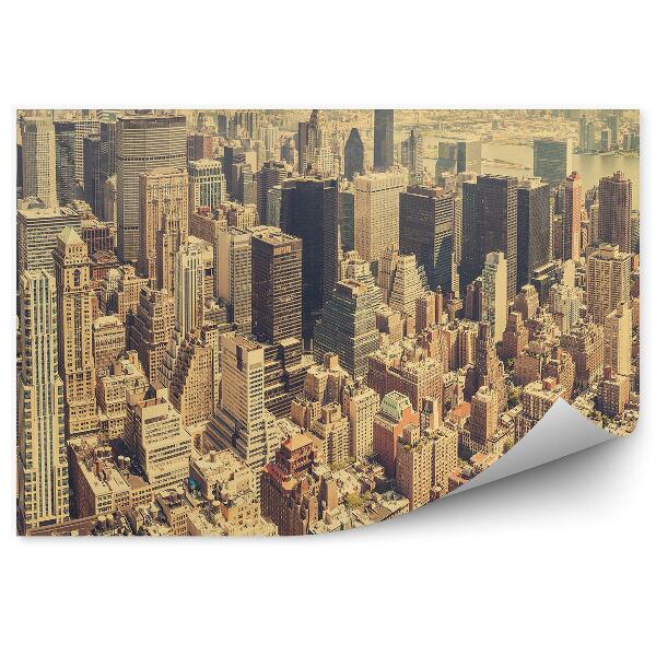 Papier peint Vue aérienne de Manhattan New York Retro