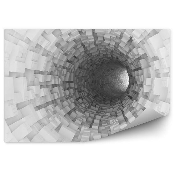 Papier peint Tunnel 3d Gris Blanc