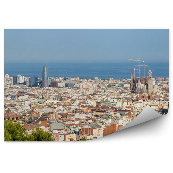 Papier peint Vue de la ville Panorama Cathédrale Bâtiments Barcelone Espagne