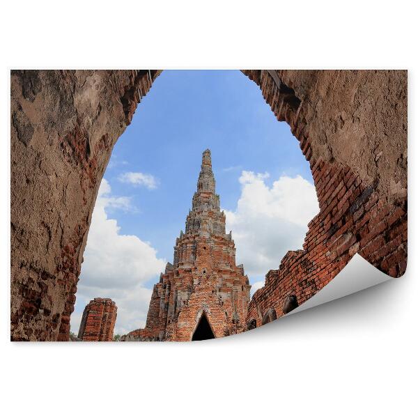 Papier peint Tunnel temple culture ancienne thailande sculptures brique