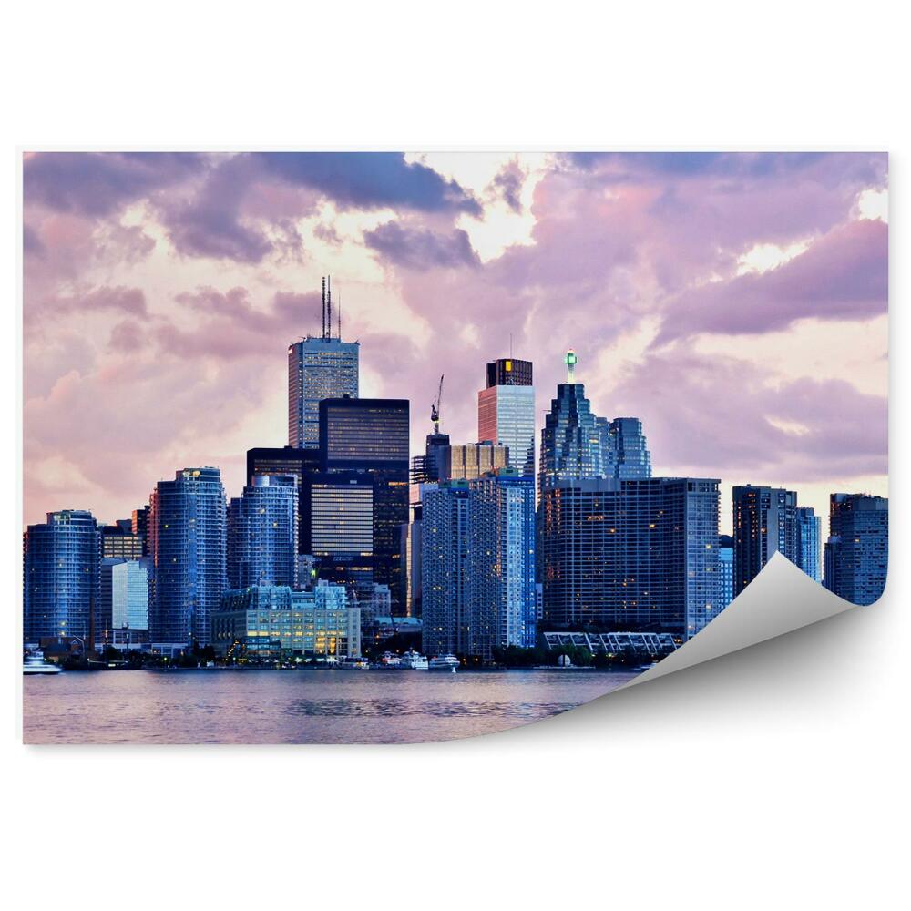 Papier peint Vue Ville Bâtiments Rose Lumière