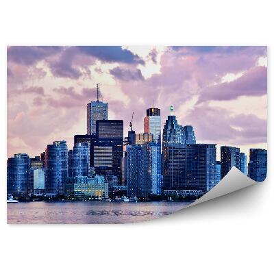 Papier peint Vue Ville Bâtiments Rose Lumière