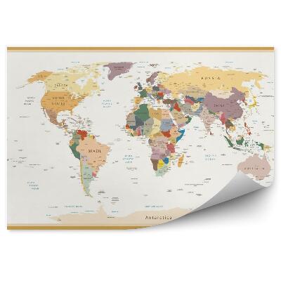 Papier peint Carte du monde politique détaillée en couleurs vintage