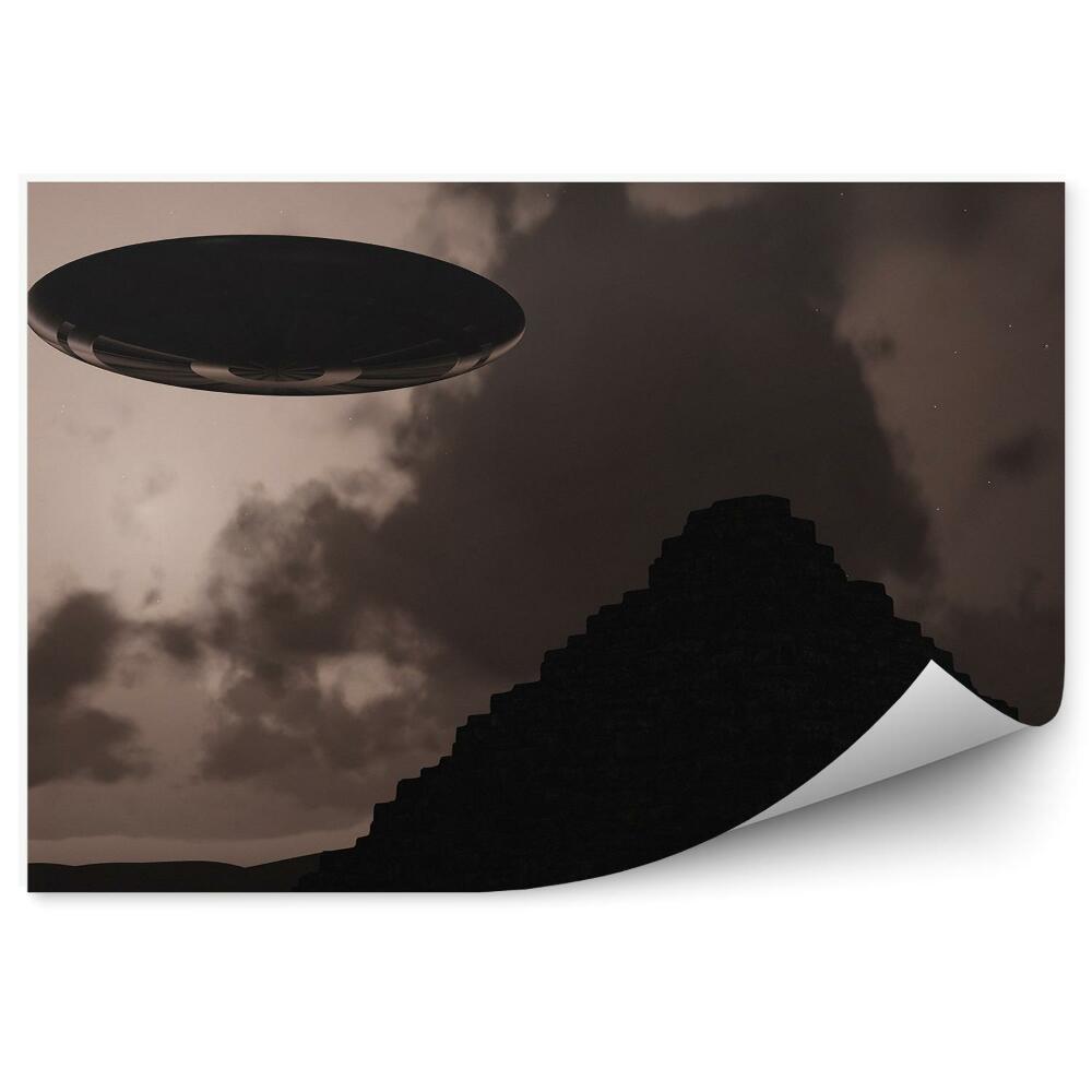 Papier peint Ufo 3d Ciel Nuages Pyramides Obscurité