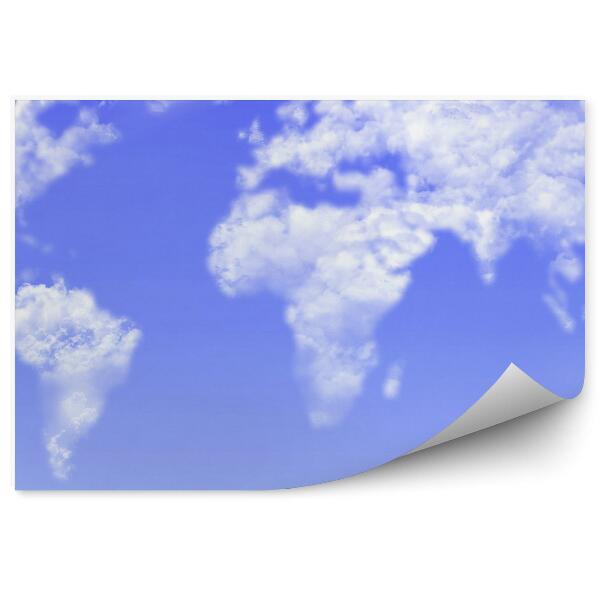 Papier peint Carte du monde avec nuages