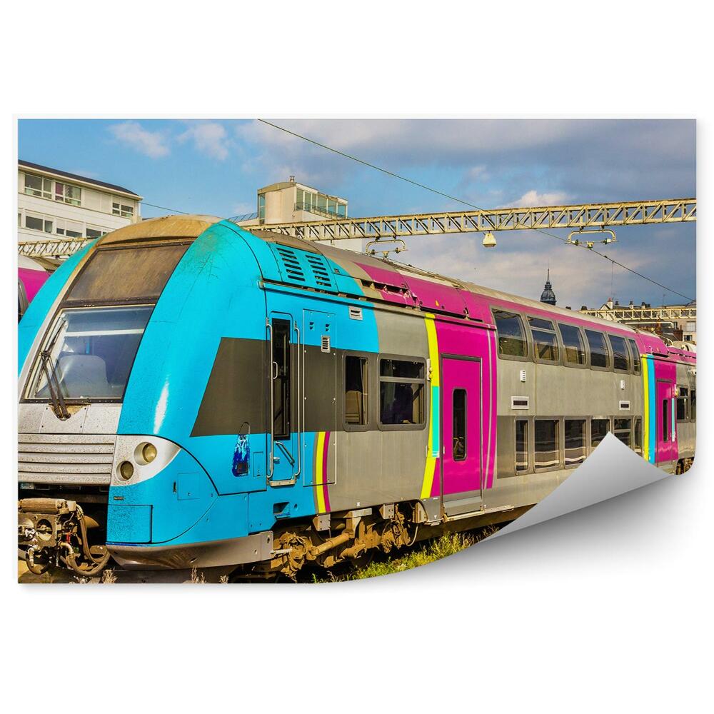Papier peint Train à deux étages coloré en France