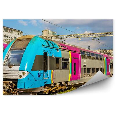 Papier peint Train à deux étages coloré en France