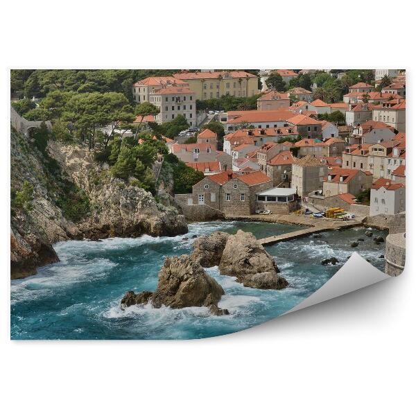 Papier peint Dubrovnik vieille ville quai vagues