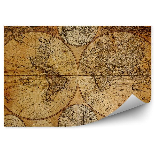 Papier peint Carte du monde sphères terrestres vintage