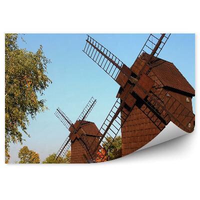 Papier peint Vieux moulins à vent en bois dans un parc naturel