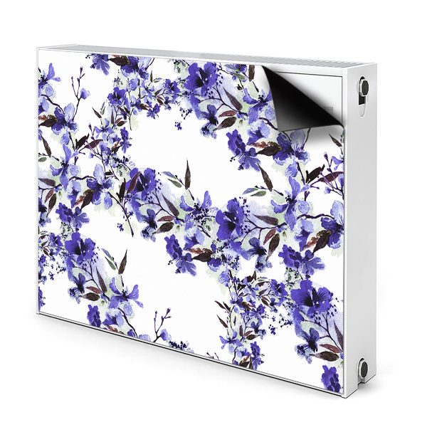 Déco cache radiateur Fleurs bleues