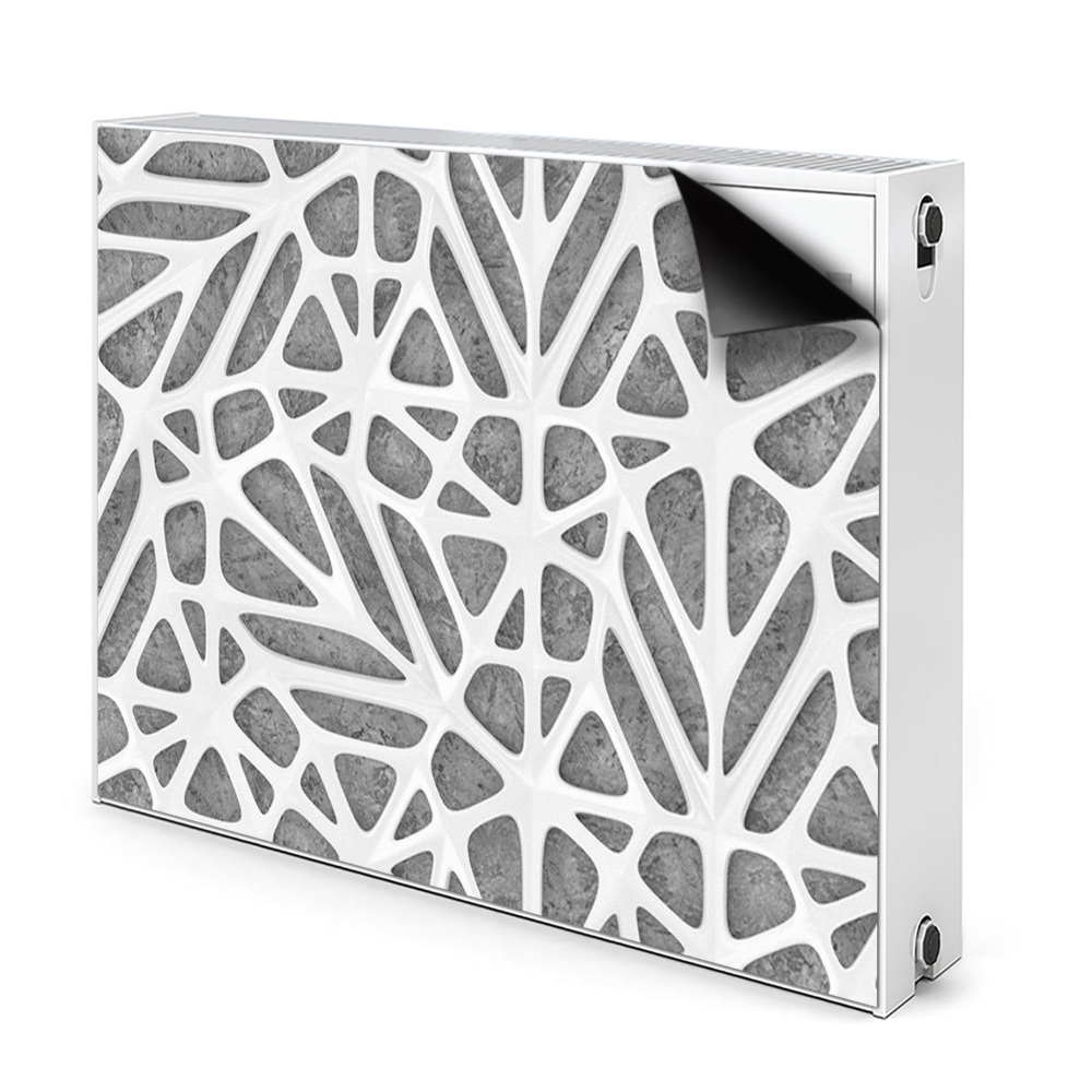 Cache radiateur aimanté Grille blanche sur béton