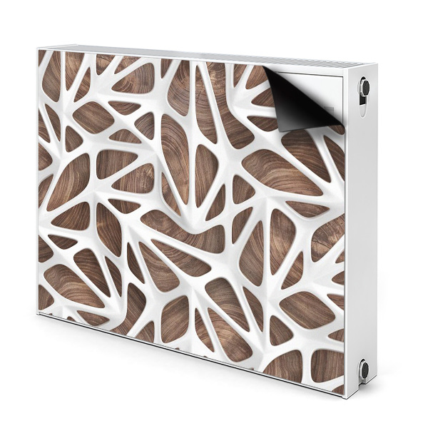 Déco cache radiateur Grille blanche sur bois