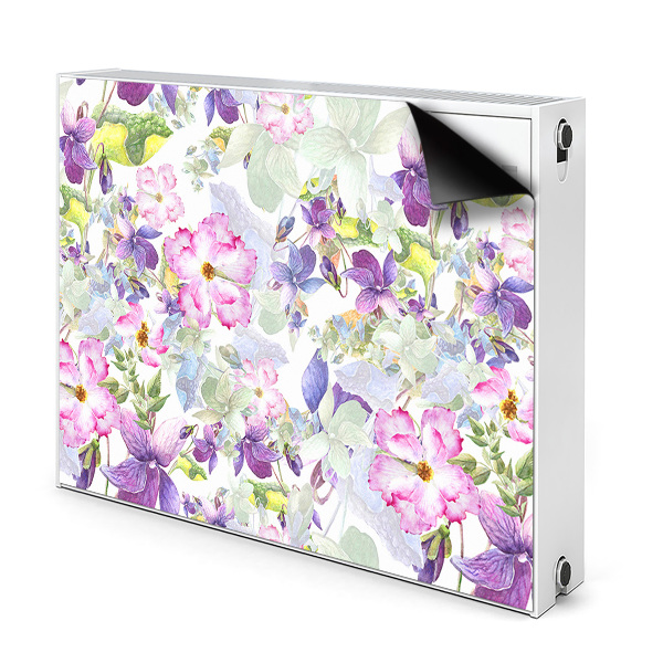 Déco cache radiateur Fleurs violettes