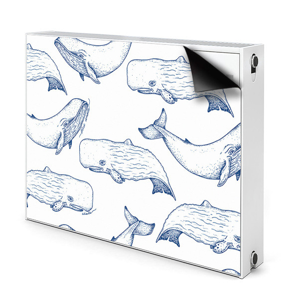 Déco cache radiateur Baleines bleues