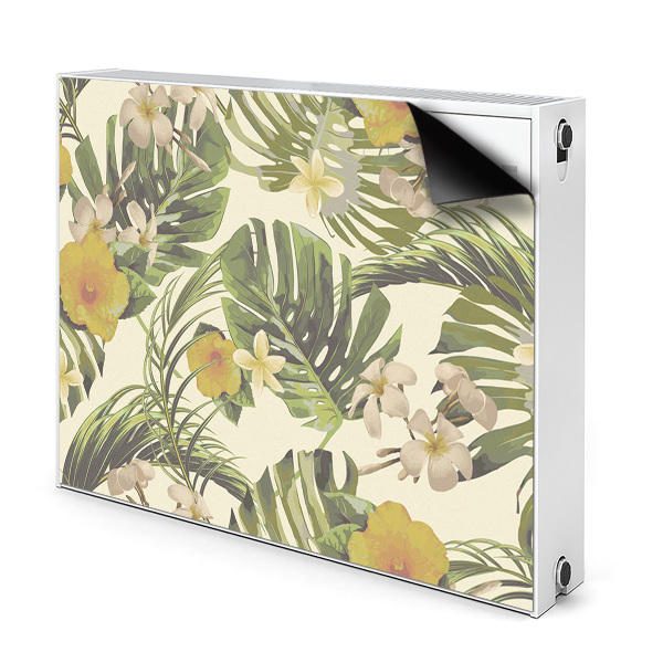 Déco cache radiateur Feuilles et fleurs tropicales