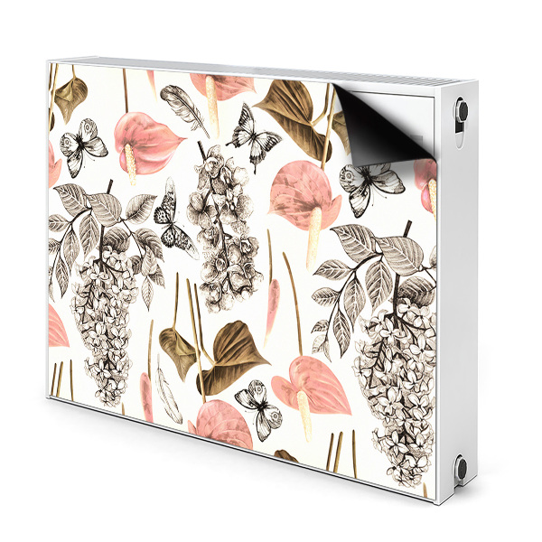 Déco cache radiateur Fleurs et papillons