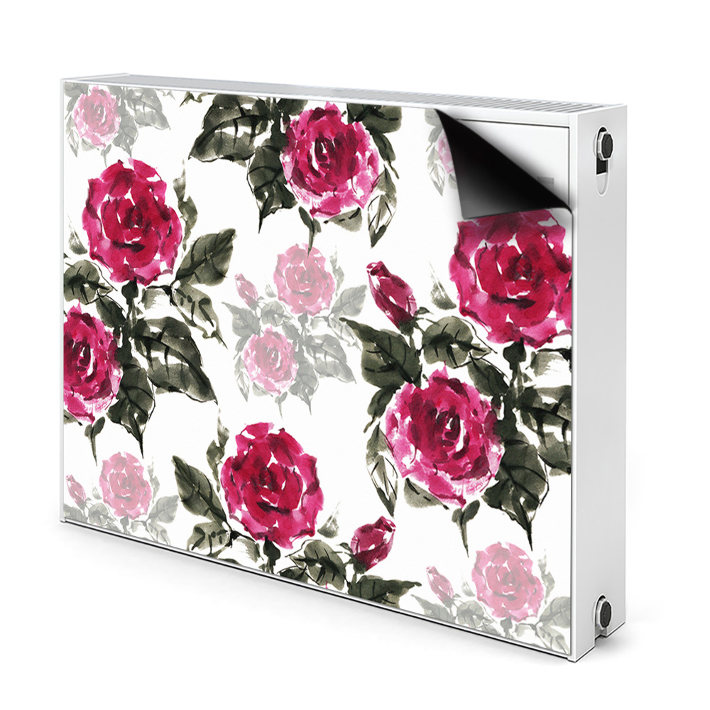 Cache radiateur déco Roses peintes