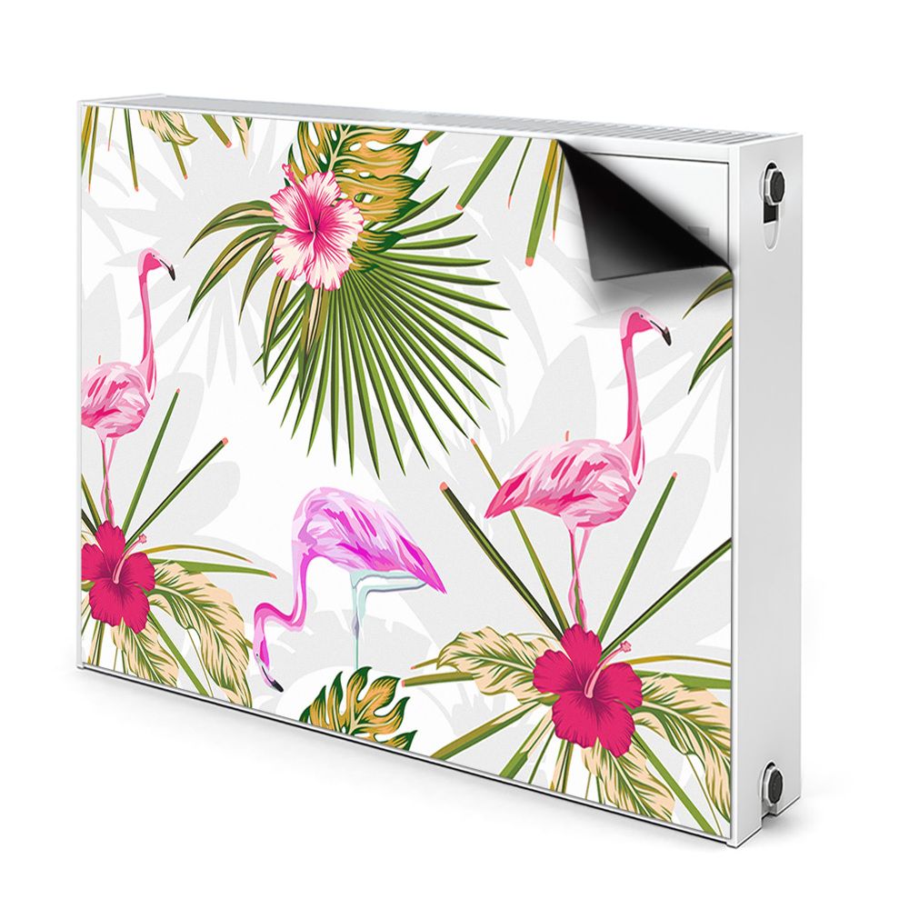 Cache radiateur aimanté Flamants et fleurs