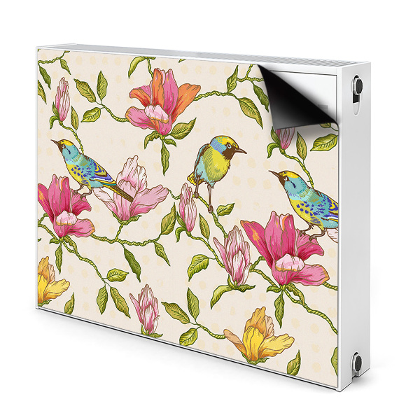 Cache radiateur déco Fleurs et oiseaux