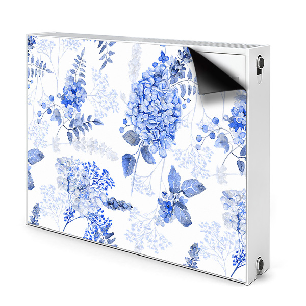 Cache radiateur déco Hortensia bleu